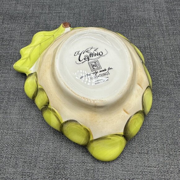 Grape Leaf Green Ceramic Dipping Dish Hand Painted El Camino Linens N Things Vtg - Picture 6 of 11